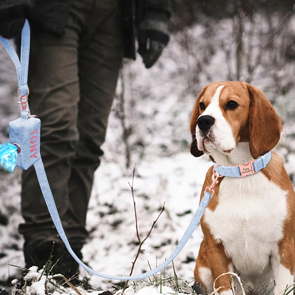 Ensemble de laisse de collier de chien personnalisé Sac pour animaux de compagnie