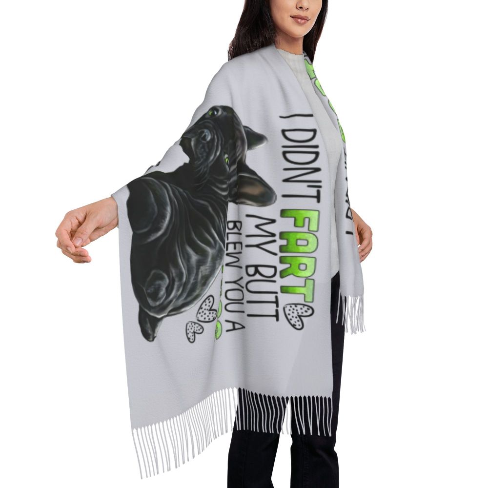 écharpe femmes hommes hiver automne chaud foulards Frenchie chien animal châle Wrap