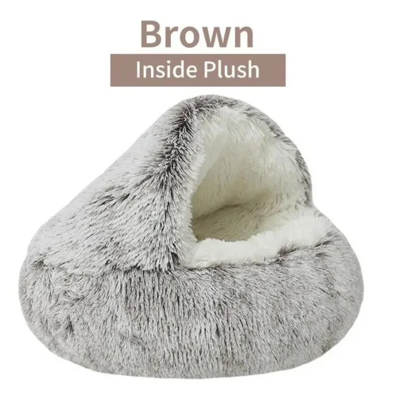 Lit rond pour chat en peluche doux chaud confortable