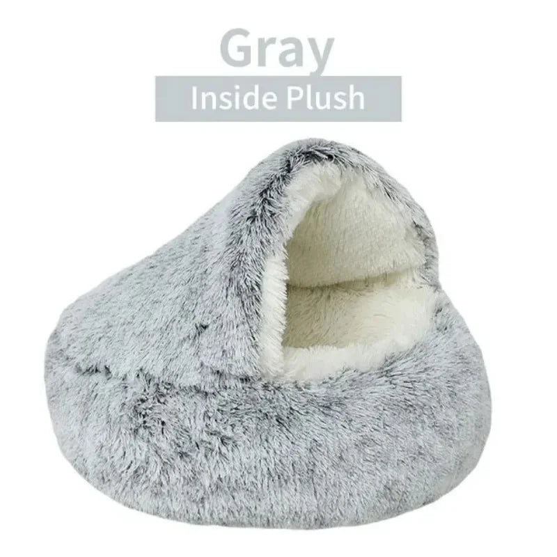 Lit rond pour chat en peluche doux chaud confortable