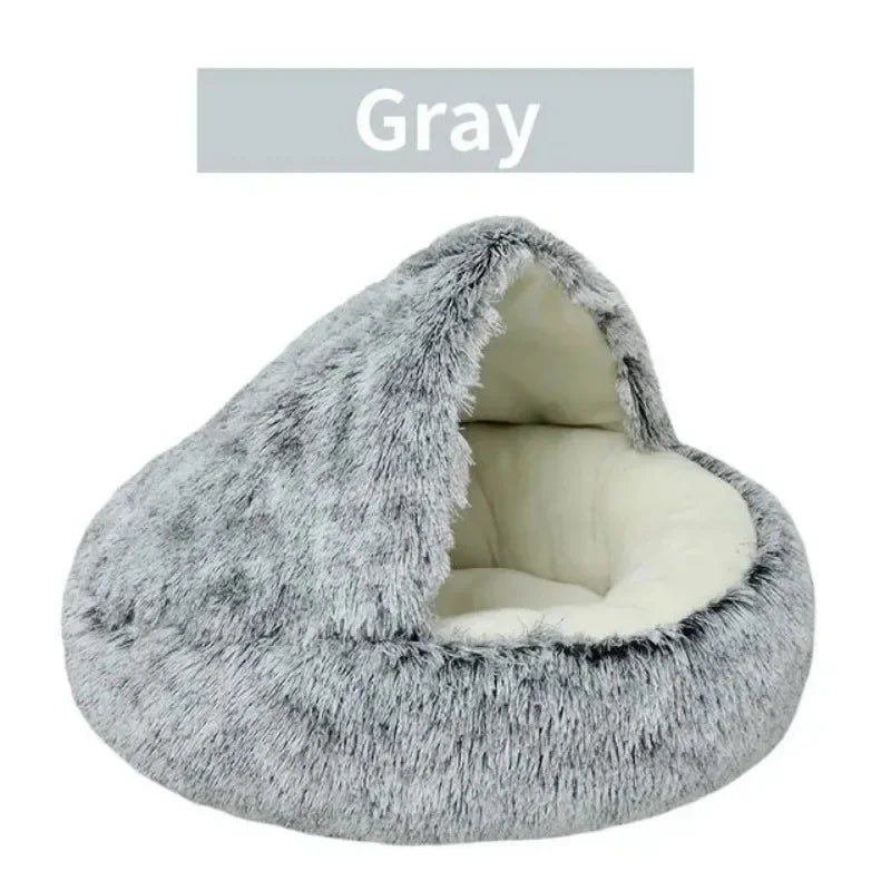 Lit rond pour chat en peluche doux chaud confortable