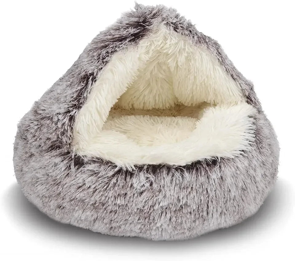 Lit rond pour chat en peluche doux chaud confortable