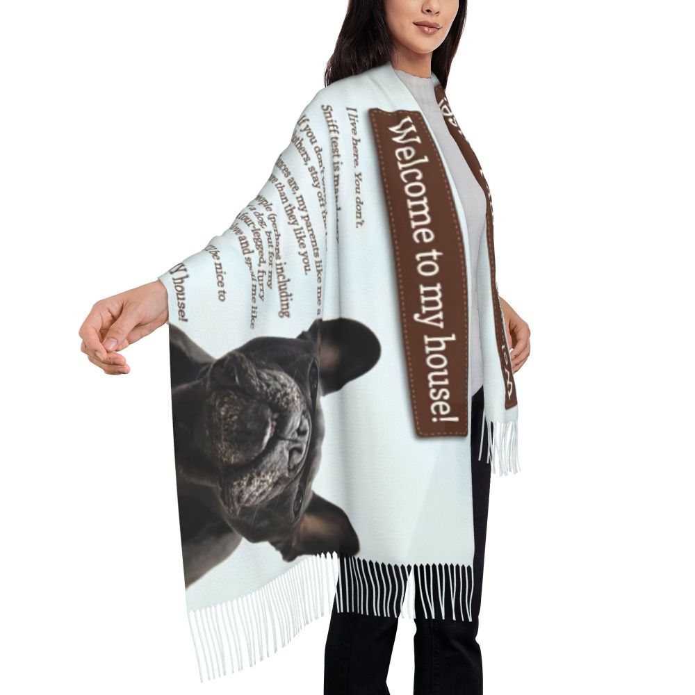 écharpe femmes hommes hiver automne chaud foulards Frenchie chien animal châle Wrap