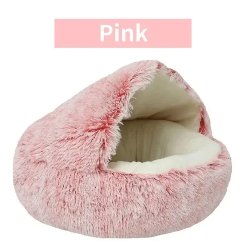 Lit rond pour chat en peluche doux chaud confortable