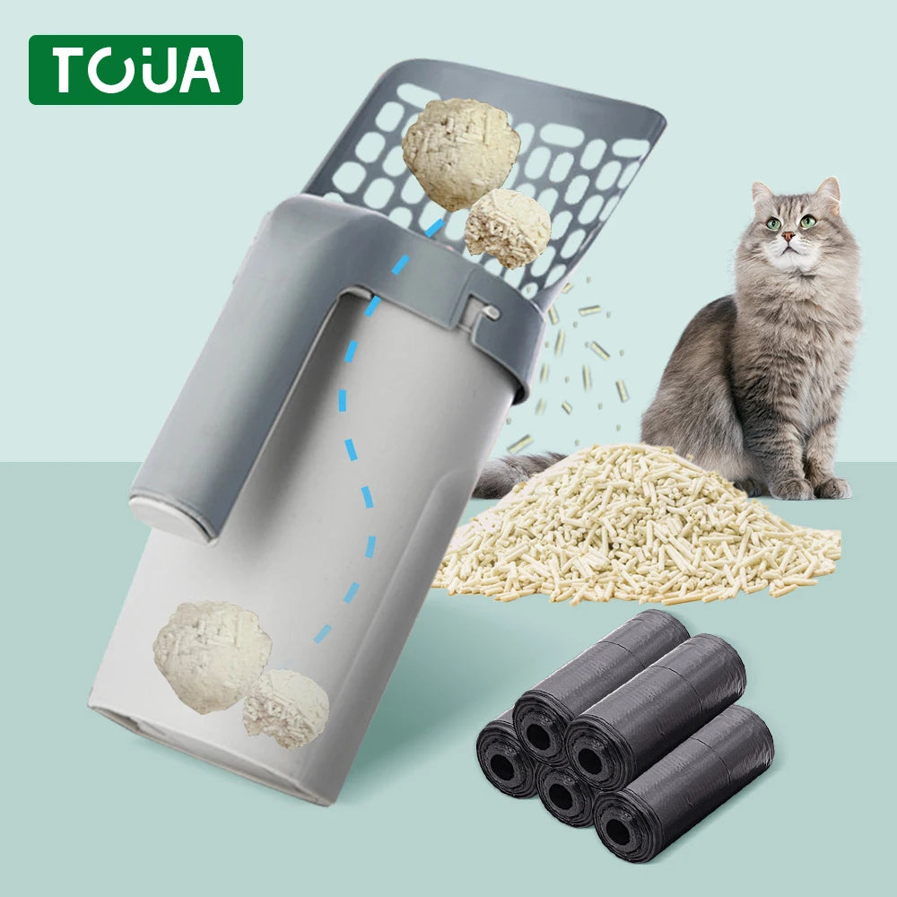 Pelle à litière pour chat Pelle avec sac de recharge pour filtre pour animaux de compagnie Nettoyage des toilettes