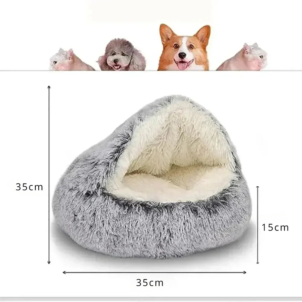 Lit rond pour chat en peluche doux chaud confortable