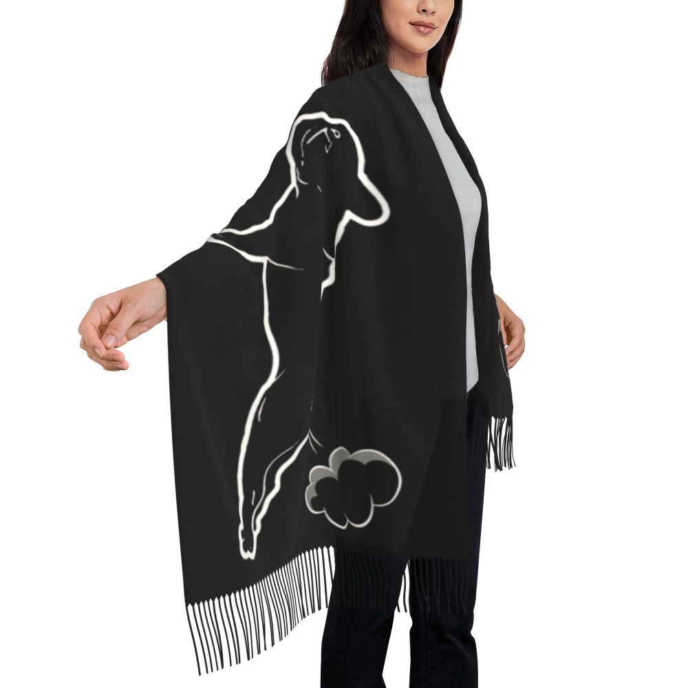 écharpe femmes hommes hiver automne chaud foulards Frenchie chien animal châle Wrap