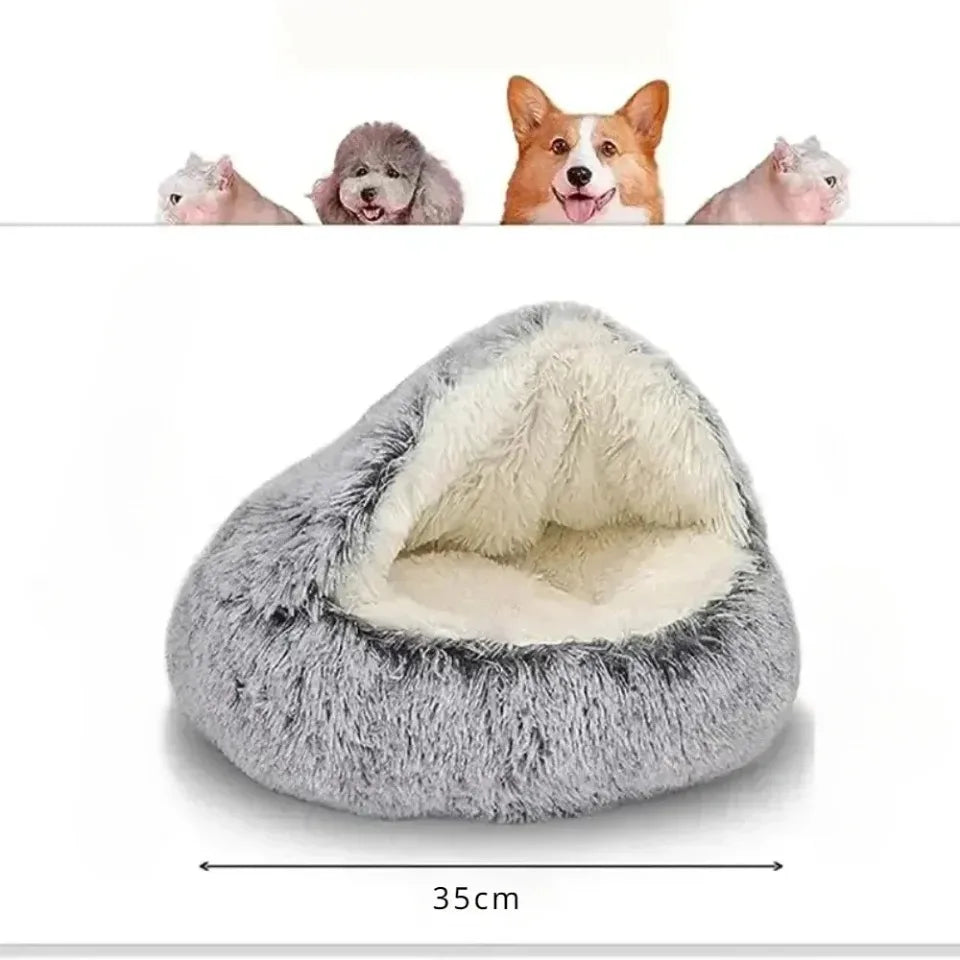 Lit rond pour chat en peluche doux chaud confortable