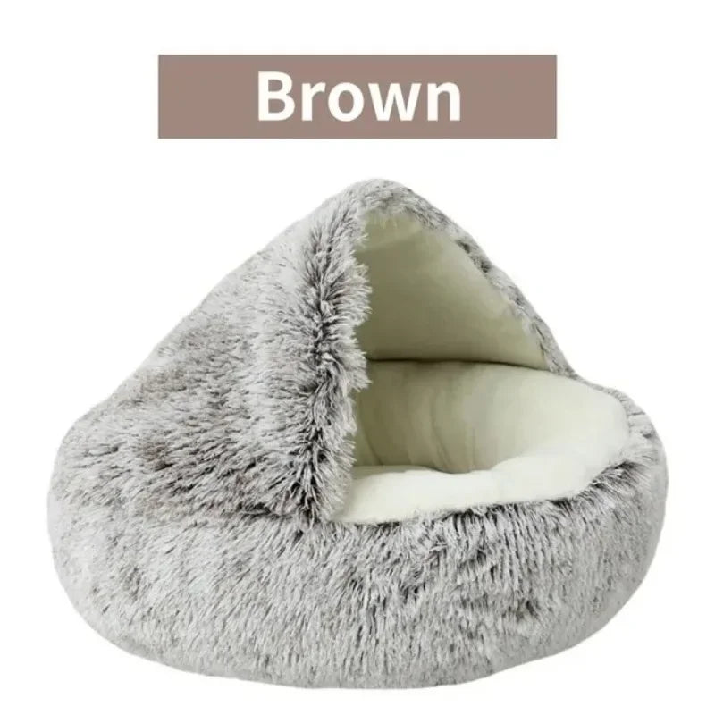 Lit rond pour chat en peluche doux chaud confortable